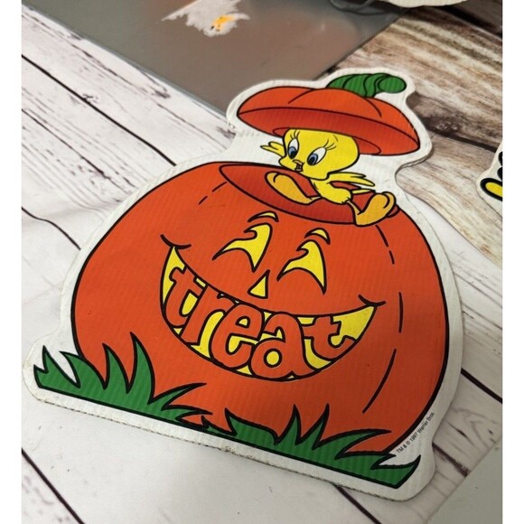 Vintage Halloween Yard Art Signs Cardboard Color Clings 1996 1997 Lot - Picture 2 of 11